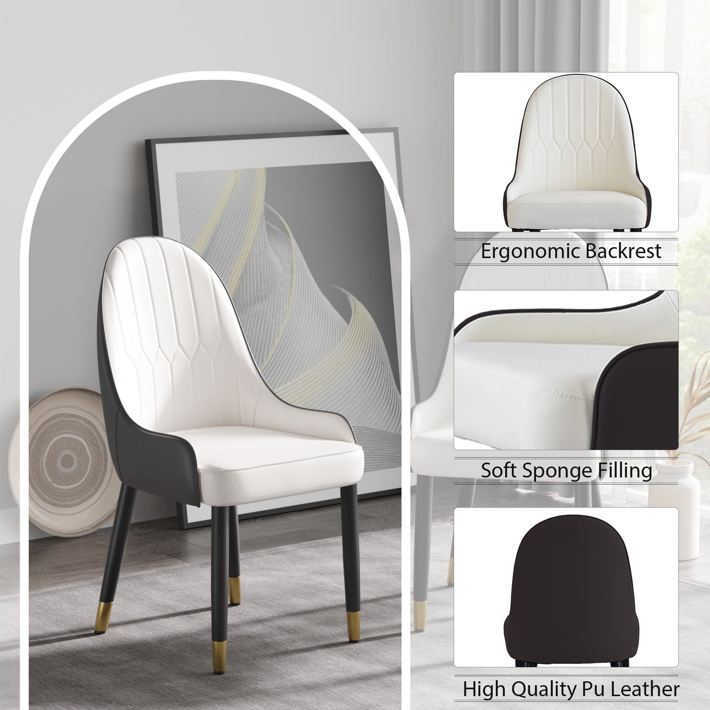Modern Dark Brown Dining Chairs - Set of 2 PU Leather