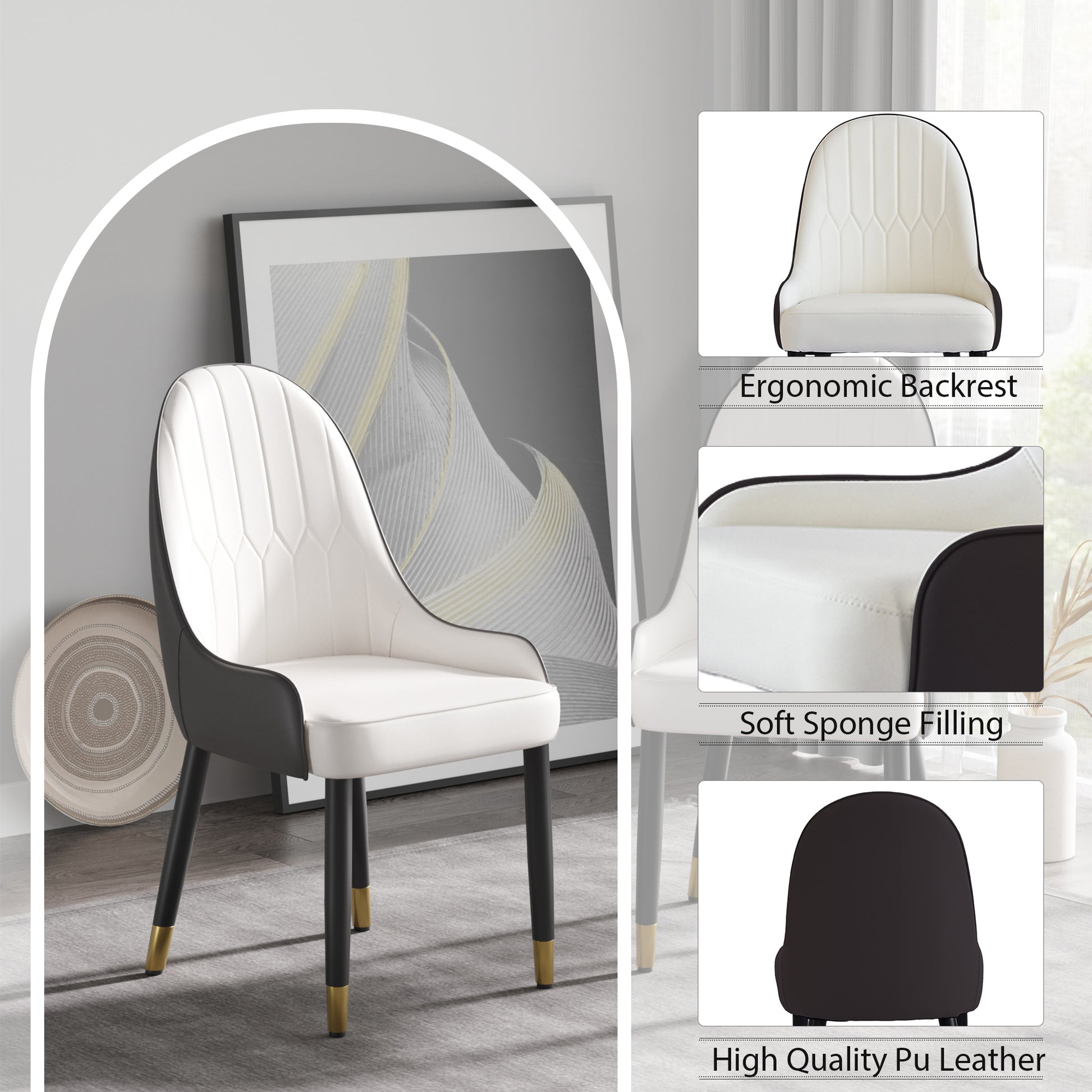 Modern Dark Brown Dining Chairs - Set of 2 PU Leather