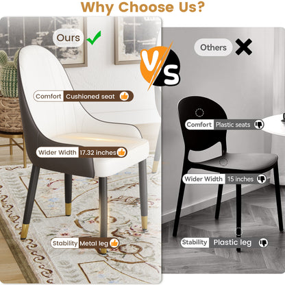 Modern Dark Brown Dining Chairs - Set of 2 PU Leather