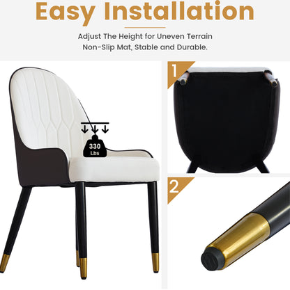 Modern Dark Brown Dining Chairs - Set of 2 PU Leather