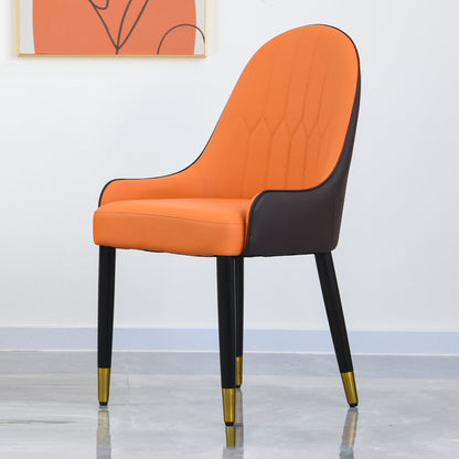 Modern Orange & Dark Brown Dining Chairs - Set of 2