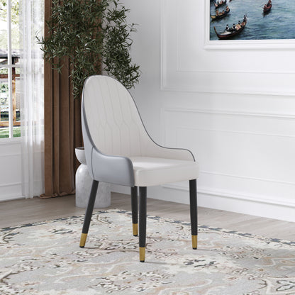 White+Gray PU Dining Chairs - Set of 2 for Dining Room