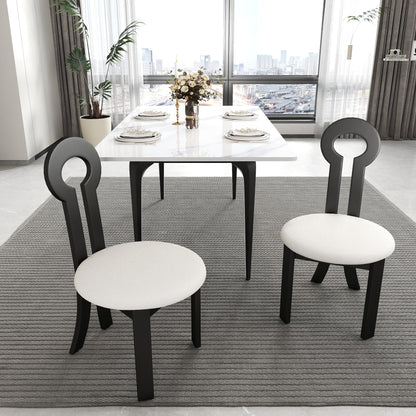 Modern Black & White Rubber Wood Dining Chair Set of 2