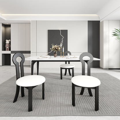 Modern Black & White Rubber Wood Dining Chair Set of 2