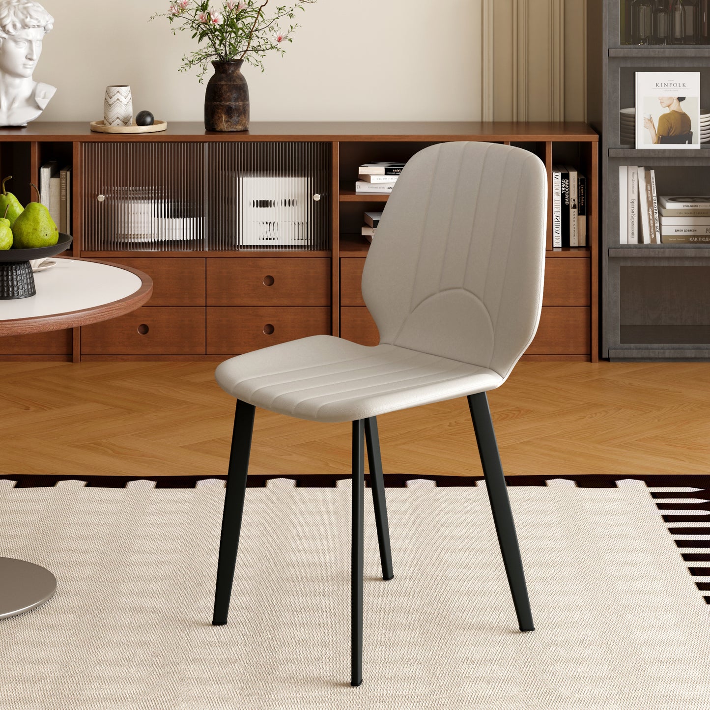 Modern Gray PU Dining Chair for Dining Room Seating