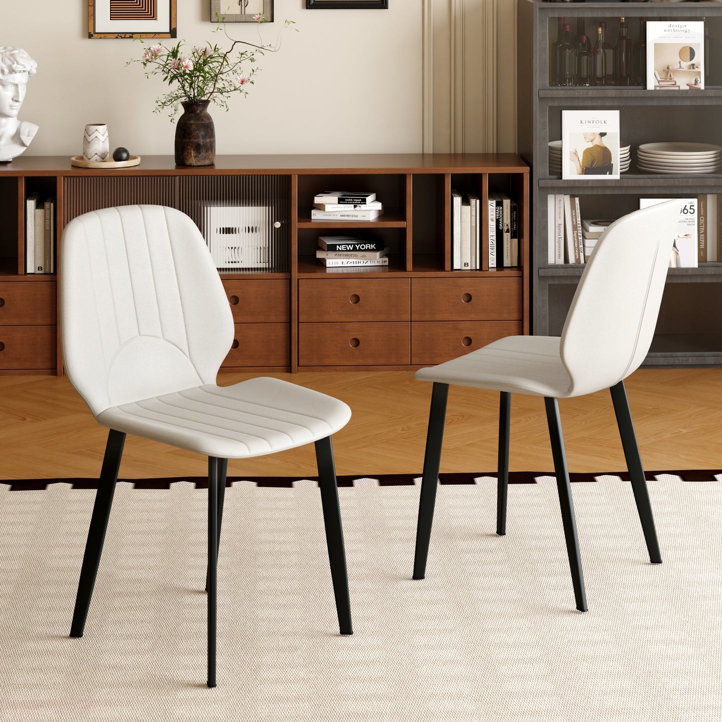 Modern Gray PU Dining Chair for Dining Room Seating