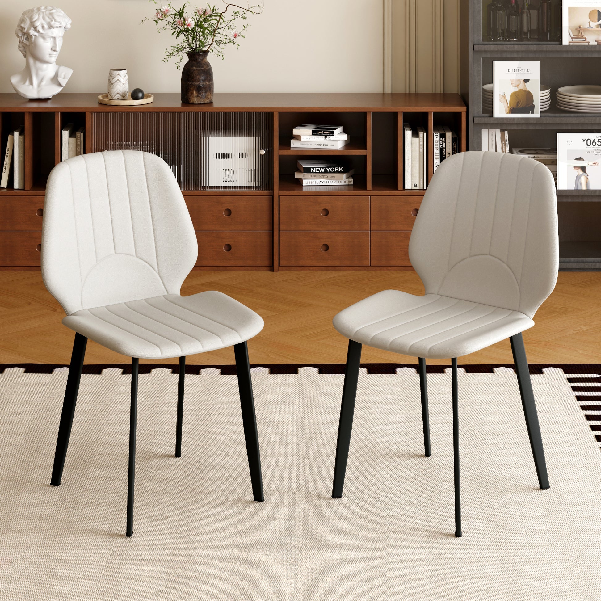 Modern Gray PU Dining Chair for Dining Room Seating