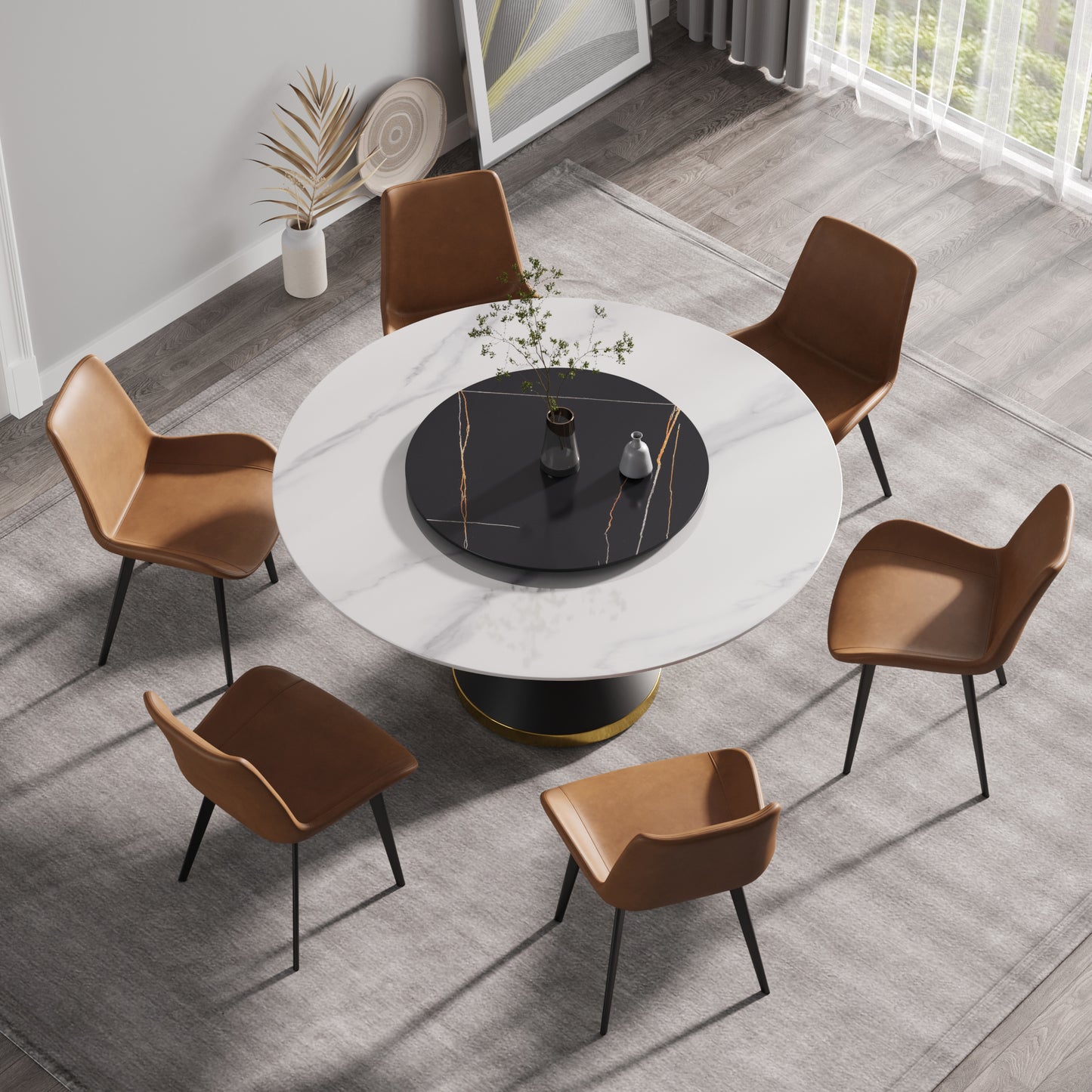 Large Round Marble Dining Table - 6 Person Capacity