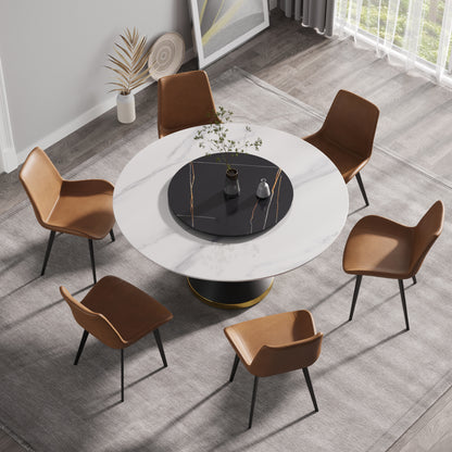 Large Round Marble Dining Table - 6 Person Capacity