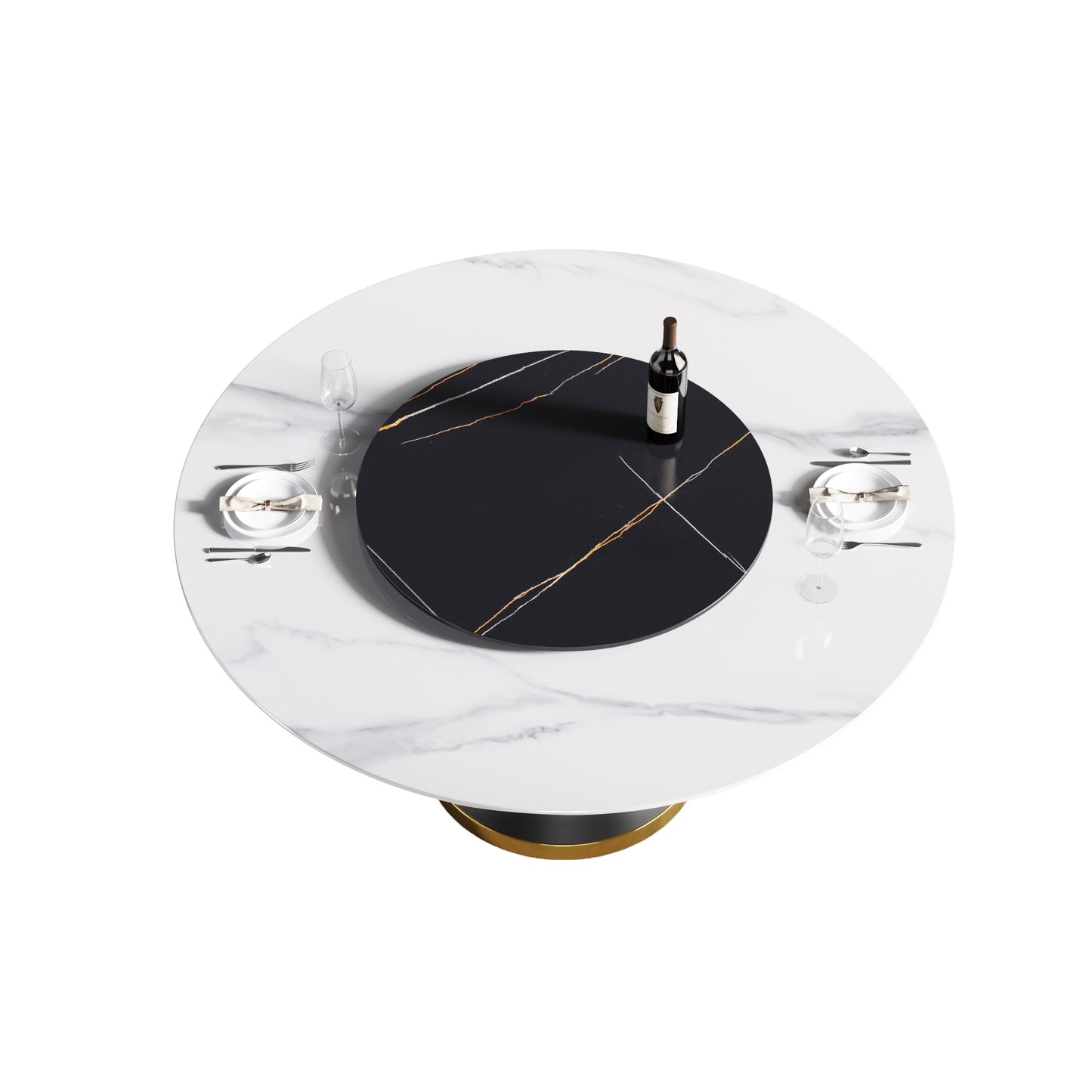 Large Round Marble Dining Table - 6 Person Capacity