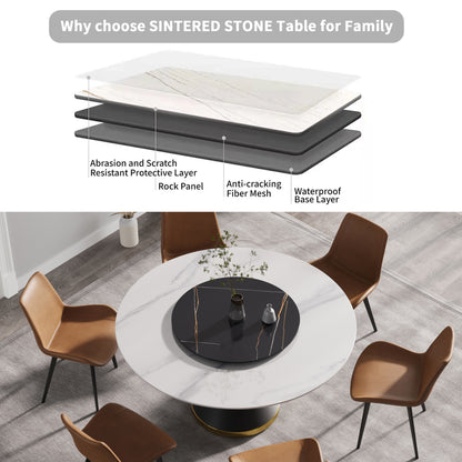 Large Round Marble Dining Table - 6 Person Capacity