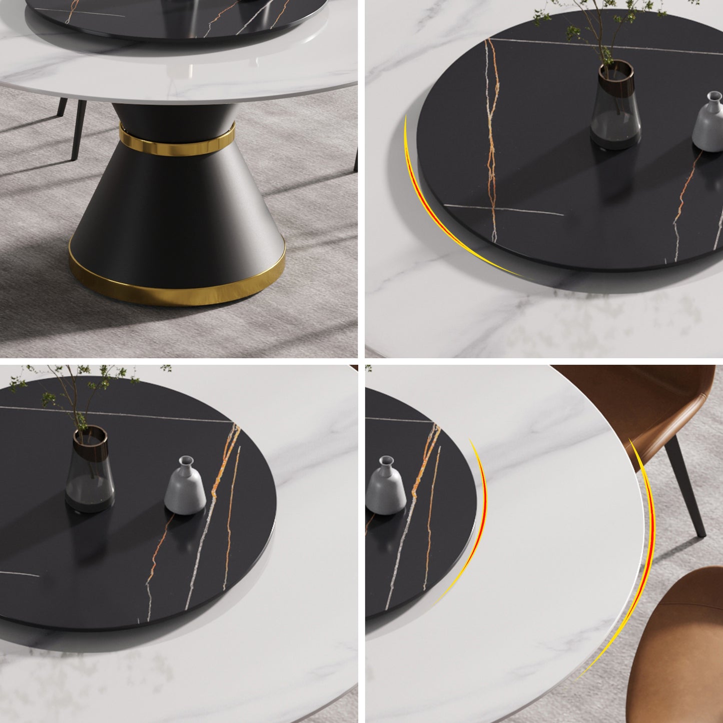Large Round Marble Dining Table - 6 Person Capacity