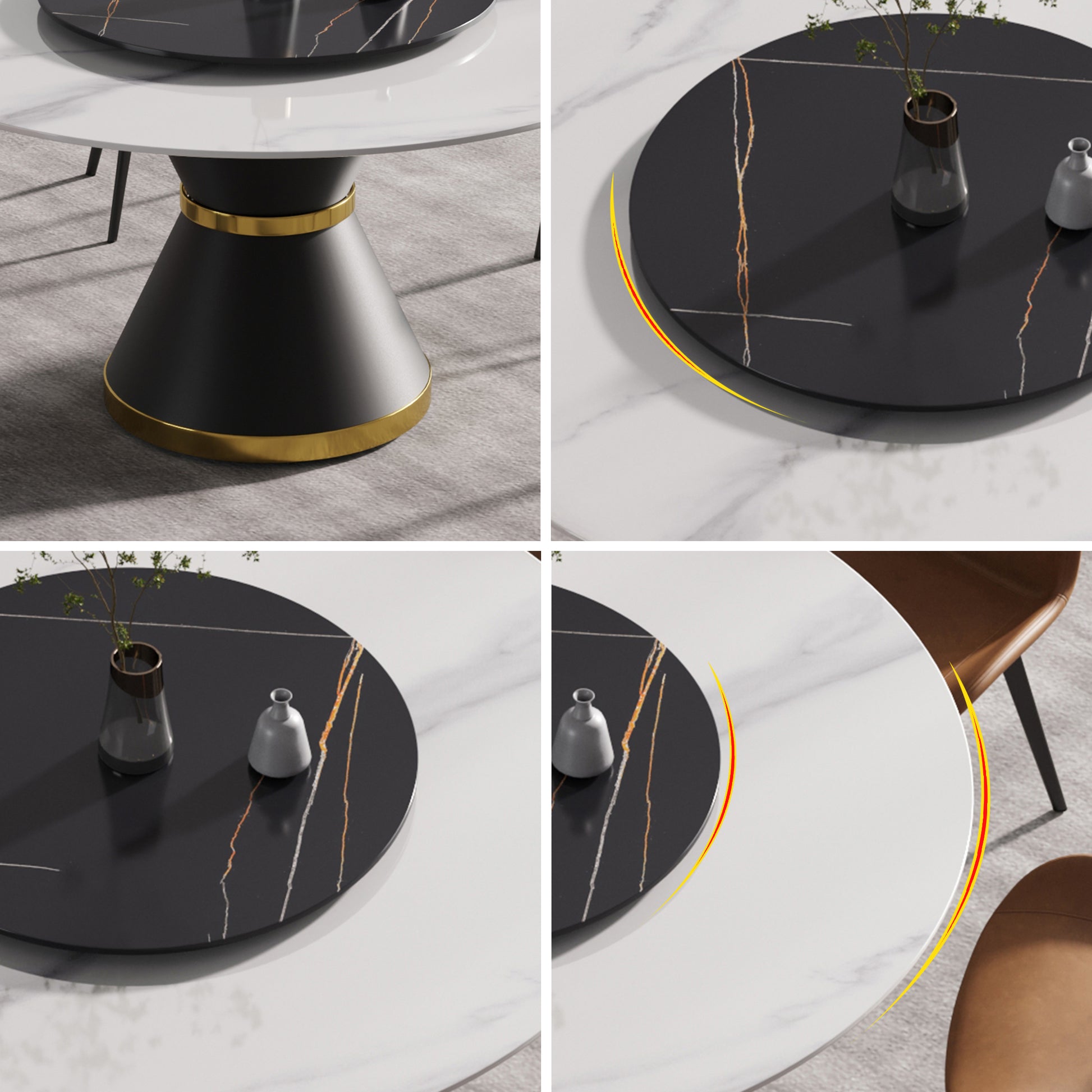 Large Round Marble Dining Table - 6 Person Capacity