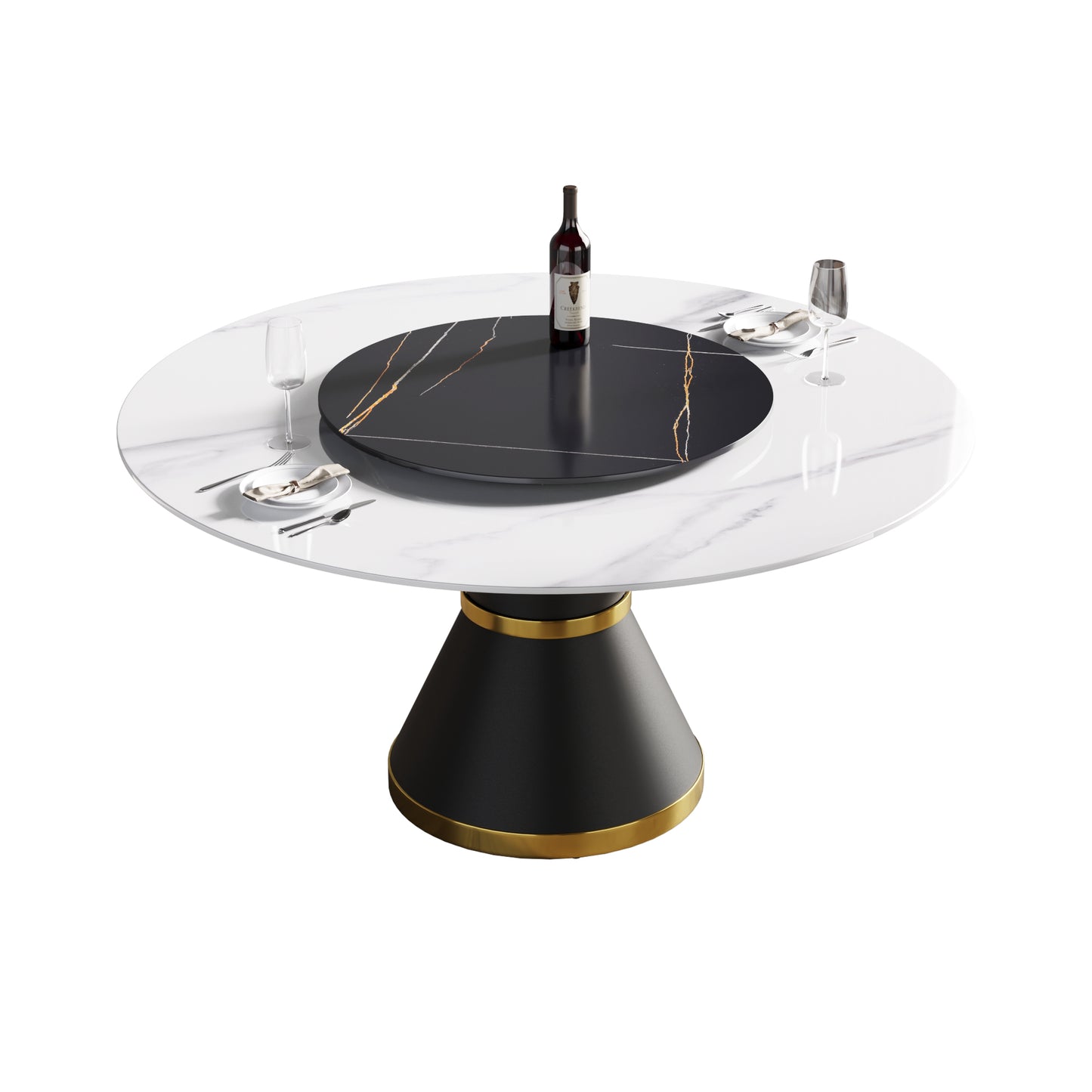 Large Round Marble Dining Table - 6 Person Capacity