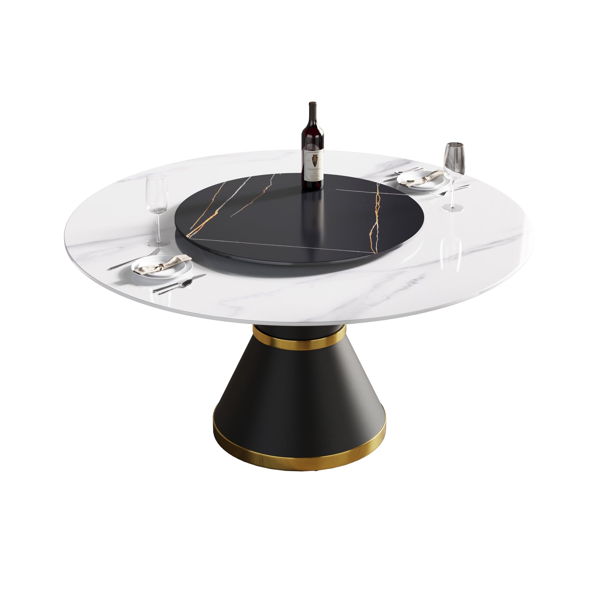 Large Round Marble Dining Table - 6 Person Capacity