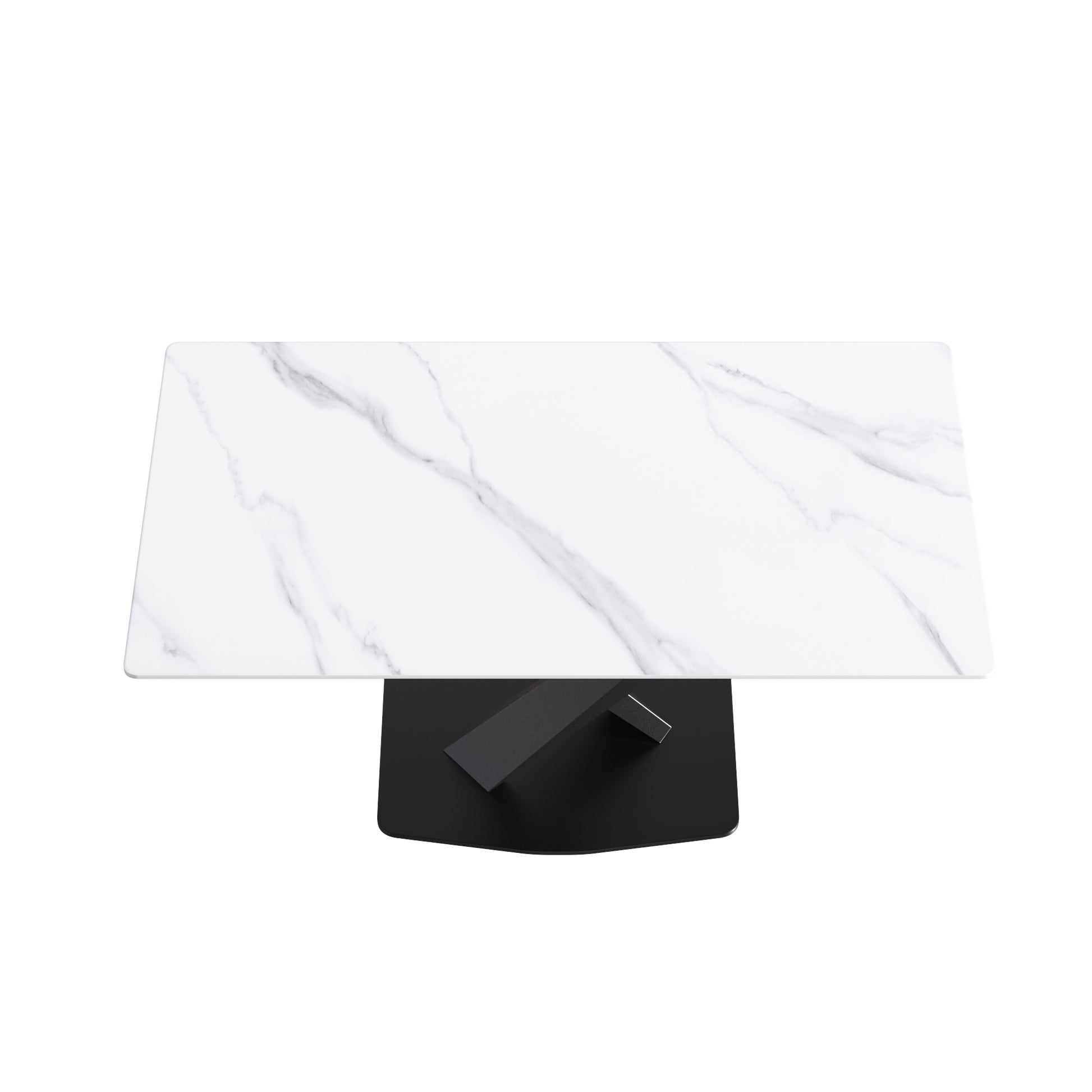63-inch Modern White Dining Table - Sintered Stone, Metal Legs