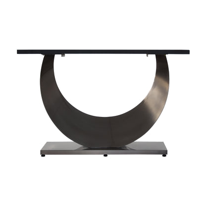 63 Inch Sintered Stone Dining Table with Crescent Base for Family Meals