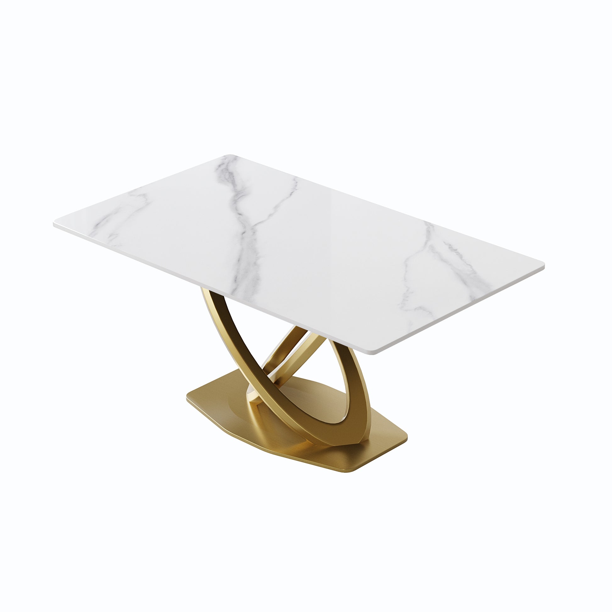 63" Modern White Sintered Stone Dining Table - Seats 6-8