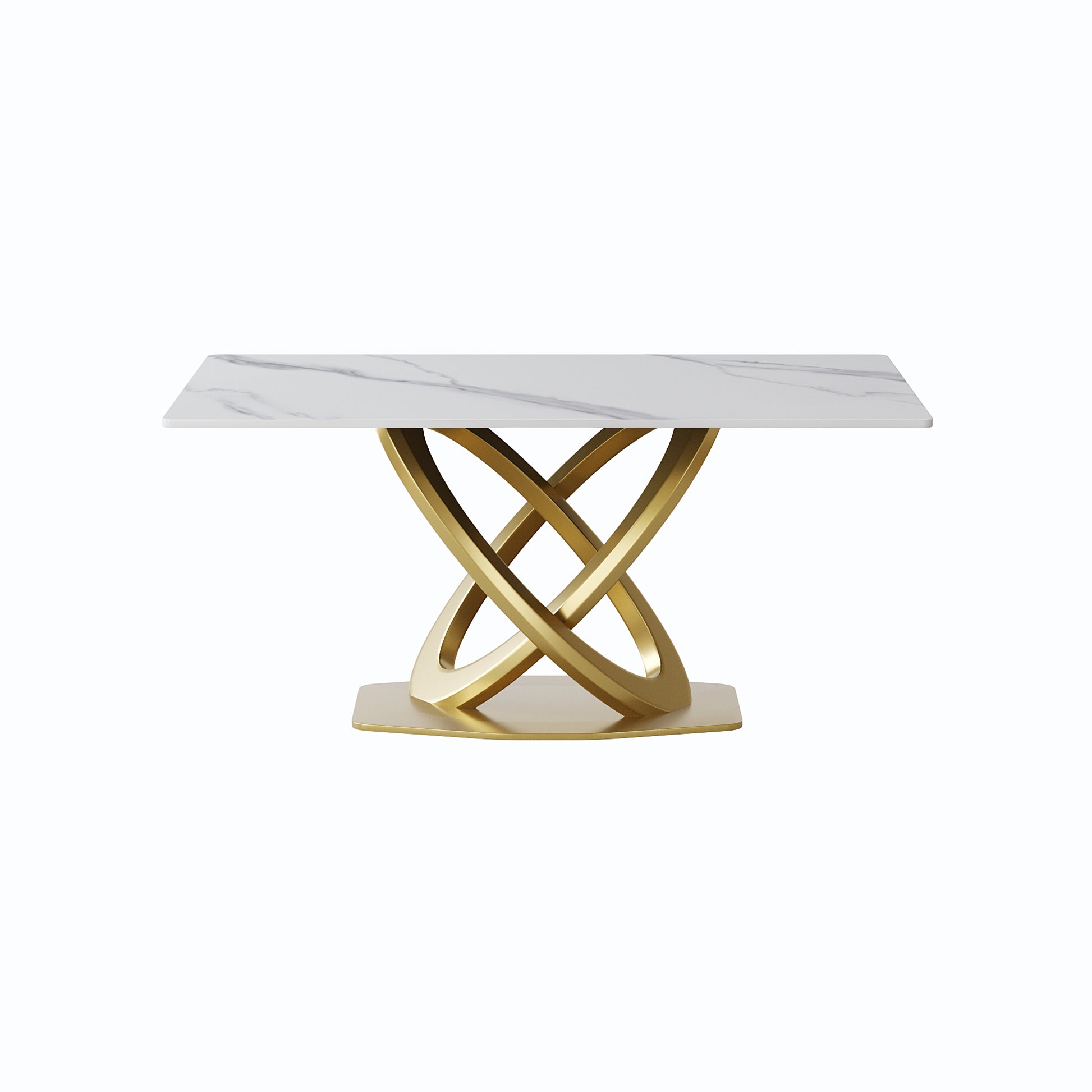 63" Modern White Sintered Stone Dining Table - Seats 6-8
