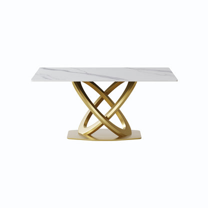 63" Modern White Sintered Stone Dining Table - Seats 6-8