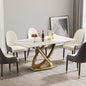 63 "modern artificial stone white panel double-ring stainless steel metal legs-can accommodate 6-8 people.