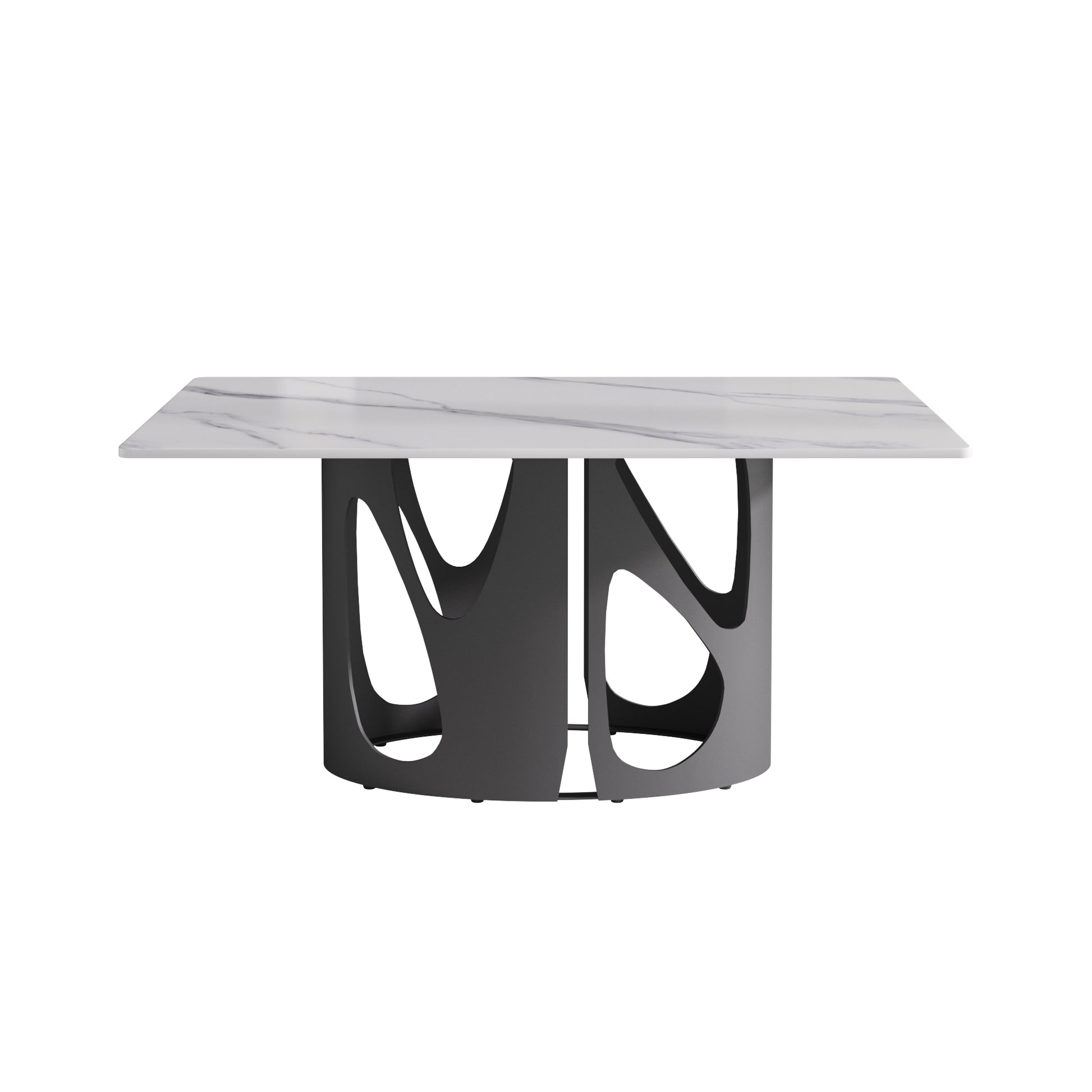 63" Modern Black & White Dining Table - Sintered Stone Top