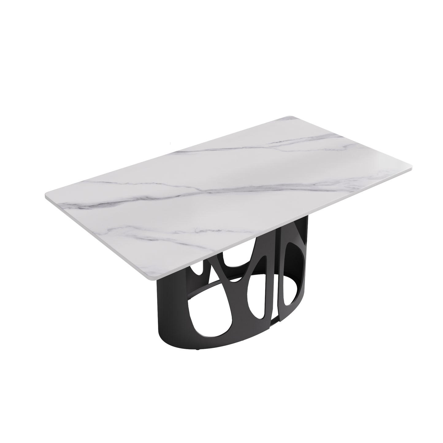 63" Modern Black & White Dining Table - Sintered Stone Top