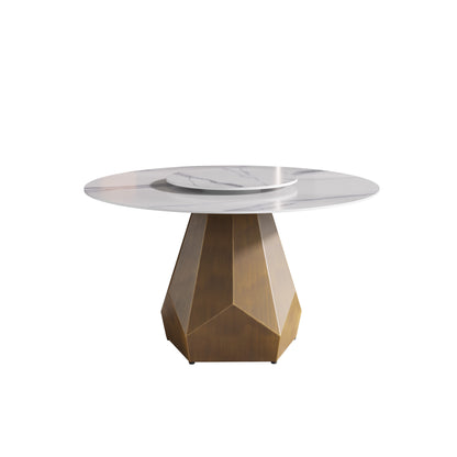 53 Inch Round White Dining Table - Sintered Stone