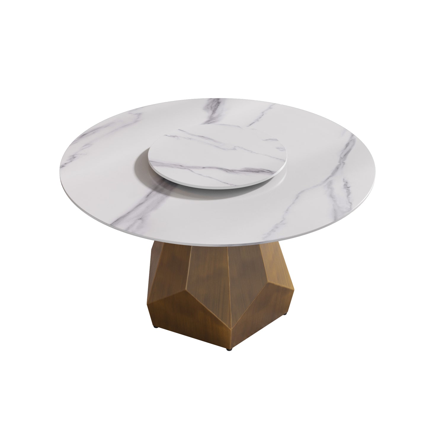 53 Inch Round White Dining Table - Sintered Stone