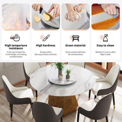 53 Inch Round White Dining Table - Sintered Stone