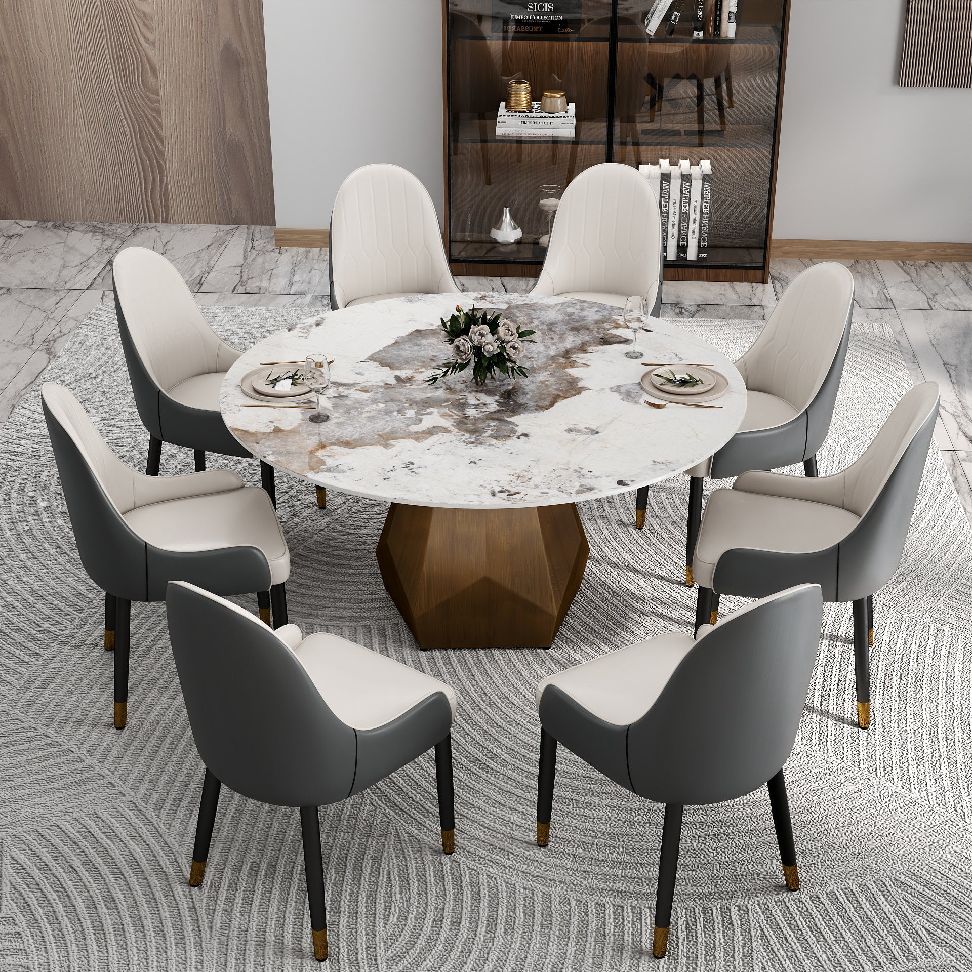 Round Sintered Stone Dining Table - Seats 8 White