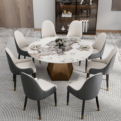 Round Sintered Stone Dining Table - Seats 8 White