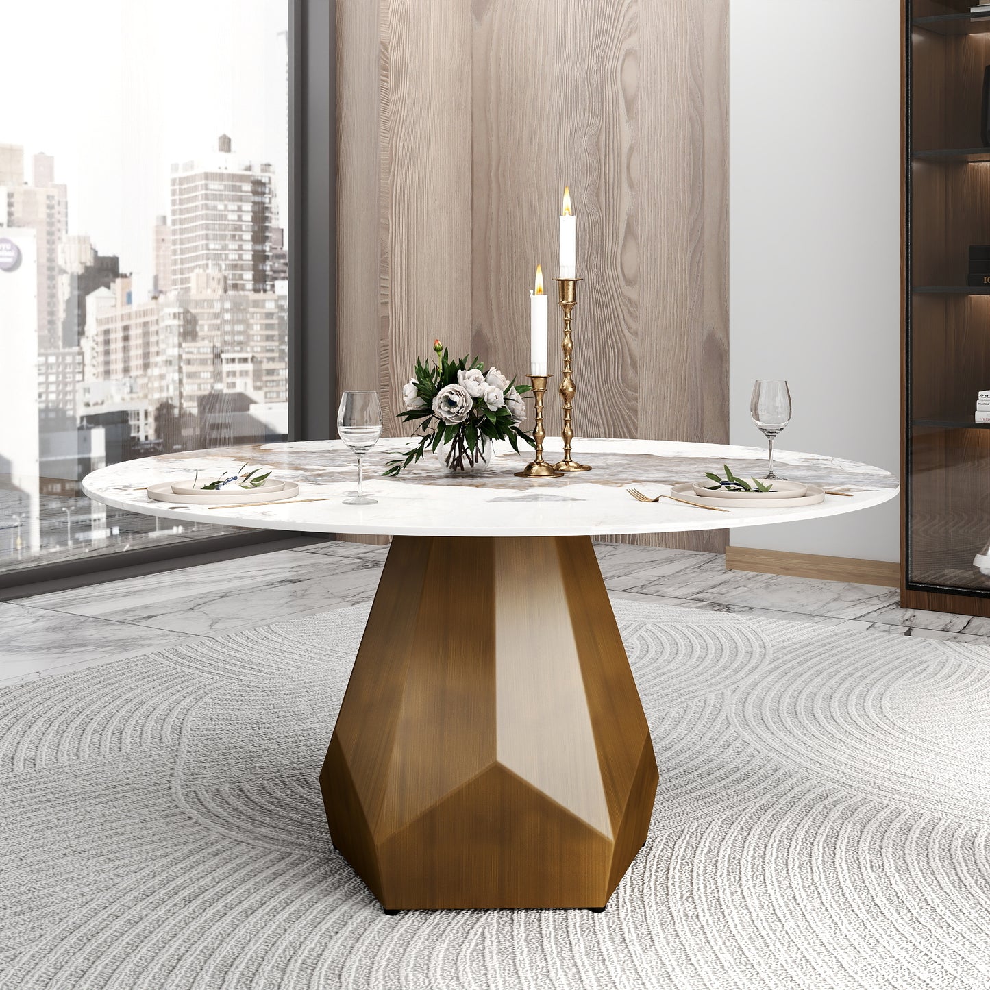 Round Sintered Stone Dining Table - Seats 8 White