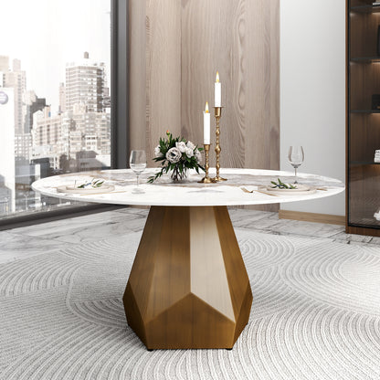 Round Sintered Stone Dining Table - Seats 8 White