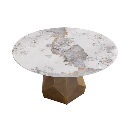 Round Sintered Stone Dining Table - Seats 8 White