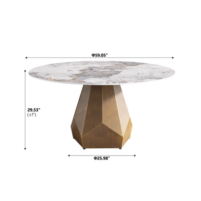 Round Sintered Stone Dining Table - Seats 8 White