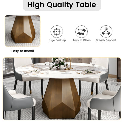 Round Sintered Stone Dining Table - Seats 8 White