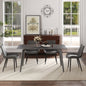 62.99" Modern Artificial Stone Black Straight Edge Dark Grey Metal Leg Dining Table-Can Accommodate 6 People(Dining Table Only)