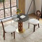 Modern Round Dining Table, 33.5" Tempered Glass Table with Wooden Leg & Gold Base, 2 - Person Kitchen Table for Small Space, 150lbs Weight Capacity(Only the Negotiation Table)