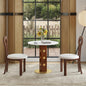 Modern Round Dining Table, 33.5" Sintered Stone Table with Wooden Leg & Gold Base, 2 - Person Kitchen Table for Small Space, 150lbs Weight Capacity(Only the Negotiation Table)