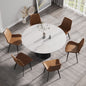 59.05"Modern artificial stone round black carbon steel base dining table-can accommodate 6 people(Only the Dining Table)