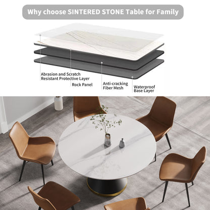 Round Sintered Stone Dining Table - 6 Person Capacity