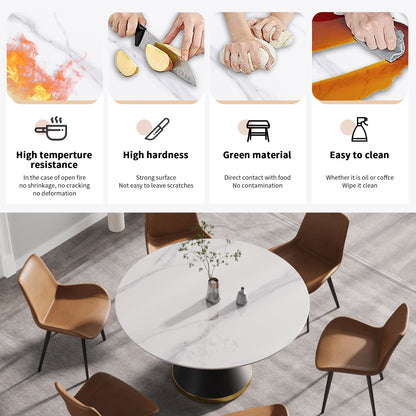 Round Sintered Stone Dining Table - 6 Person Capacity