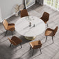 59.05"Modern artificial stone round white carbon steel base dining table-can accommodate 6 people