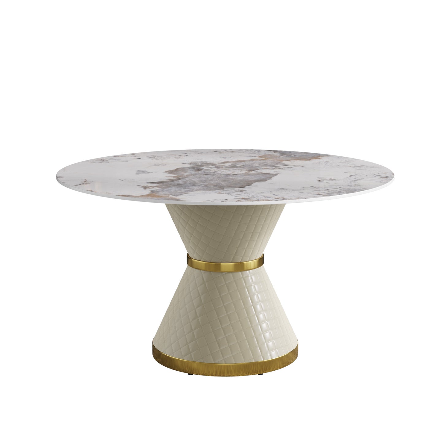 Modern White Dining Table - 6 Person Round Sintered Stone
