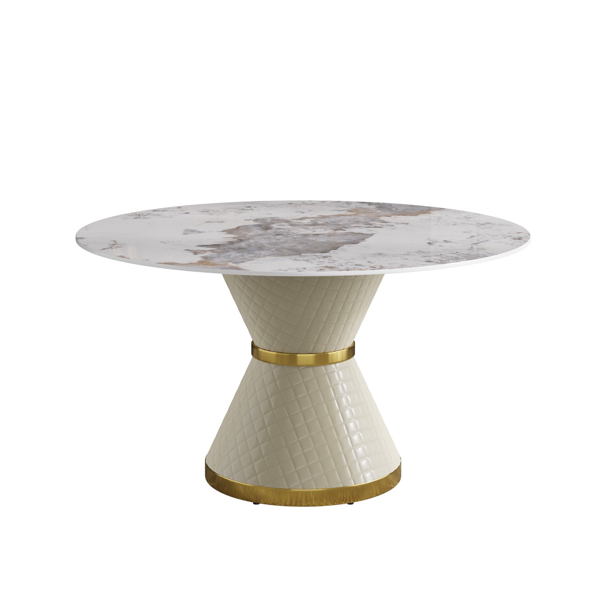 Modern White Dining Table - 6 Person Round Sintered Stone