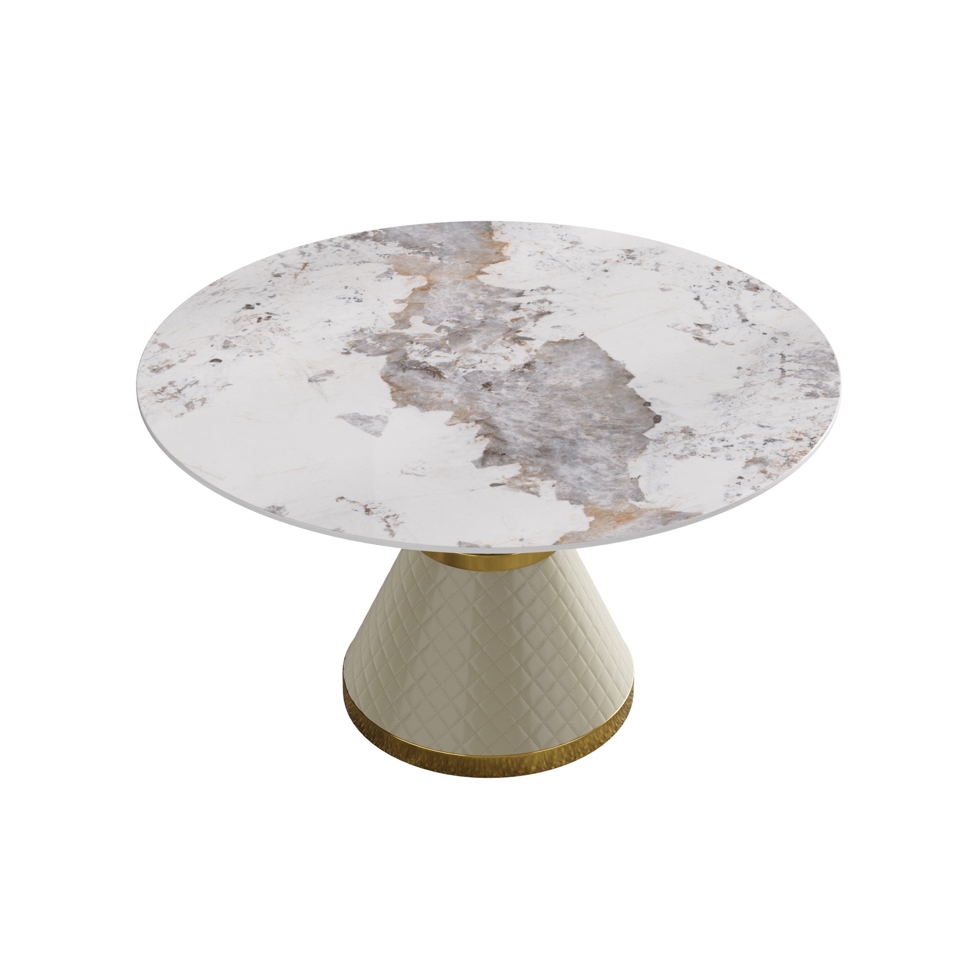 Modern White Dining Table - 6 Person Round Sintered Stone