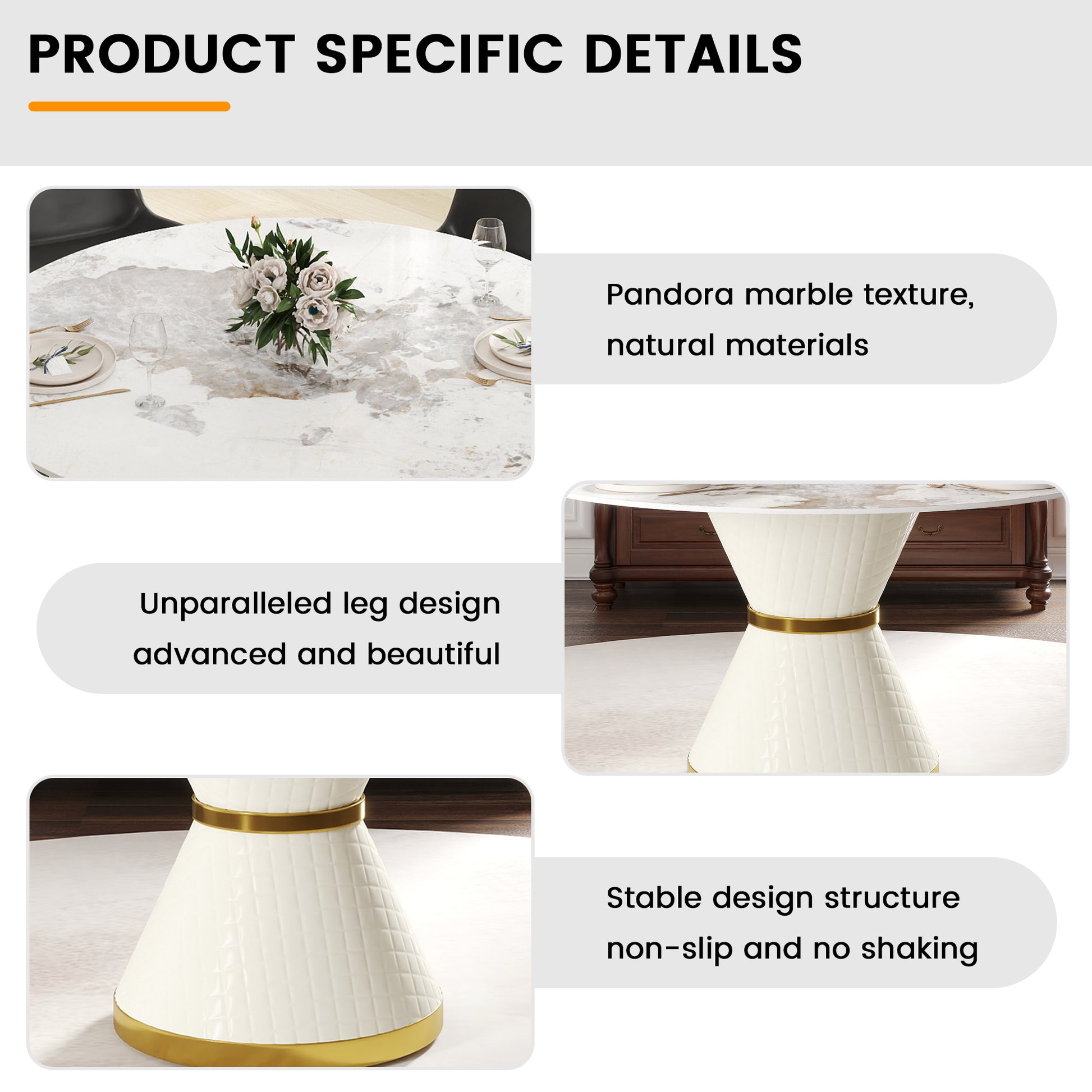 Modern White Dining Table - 6 Person Round Sintered Stone