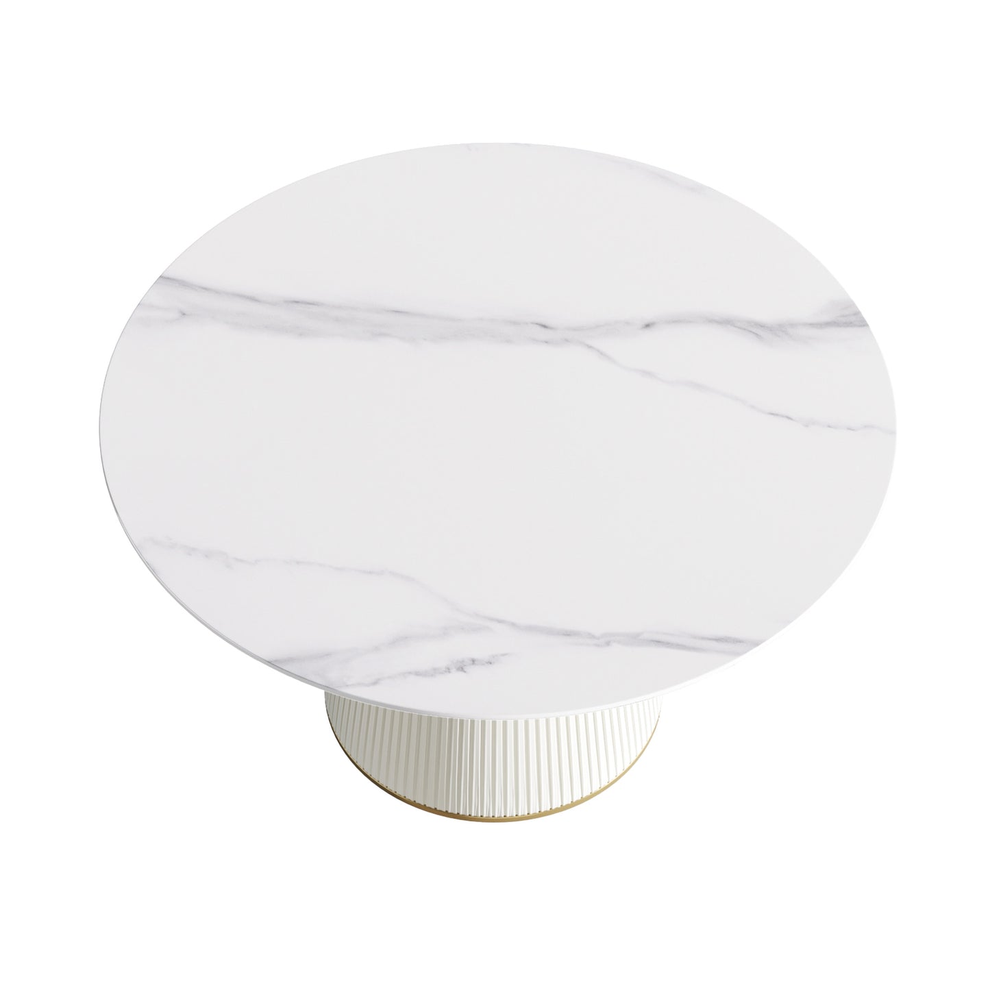 White Round Dining Table - 6 Person Capacity Sintered Stone
