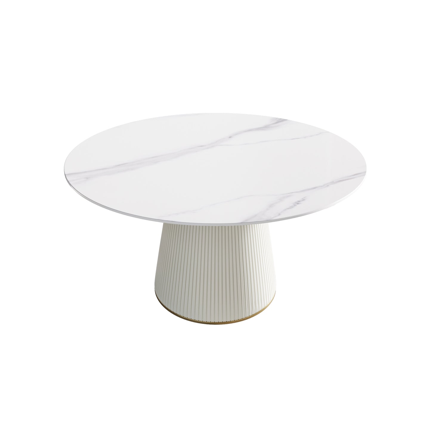 White Round Dining Table - 6 Person Capacity Sintered Stone